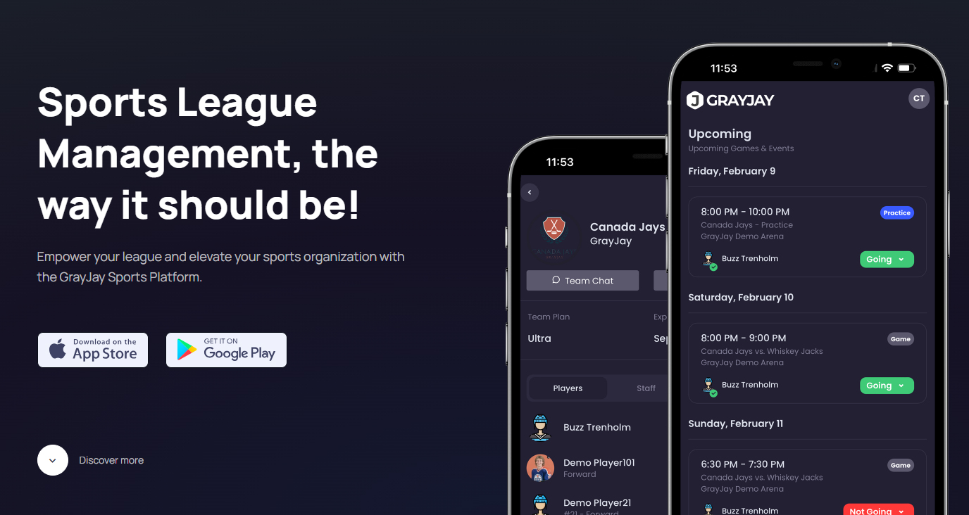 GrayJay Sports website preview